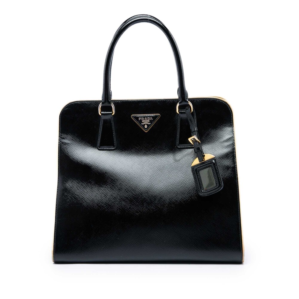Pre-Loved Prada Saffiano Vernice Open Pyramid Convertible Tote
